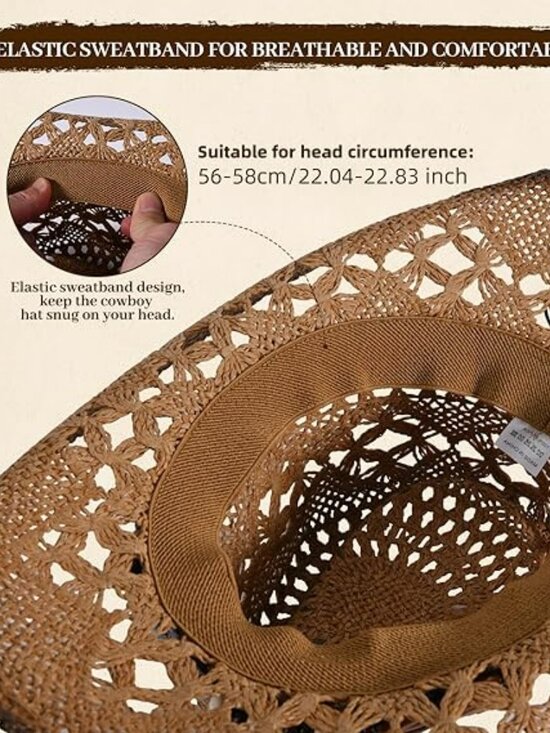 Straw Cowgirl Hat Summer Western Wide Brim Boho Western Style and Design NEW